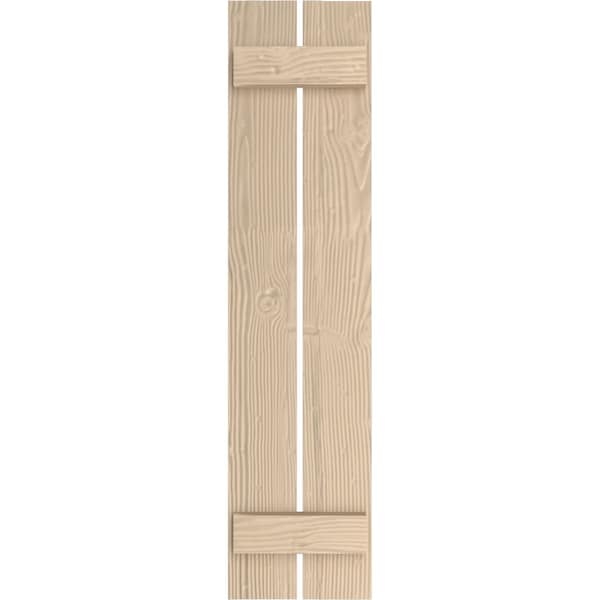 Rustic Two Board Spaced Board-n-Batten Sandblasted Faux Wood Shutters, 11 1/2W X 52H